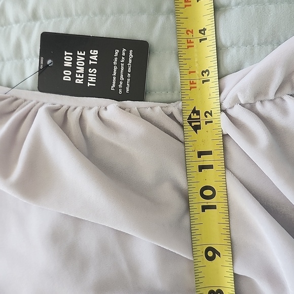 EXPRESS Velvet Ruched Side Asymmetrical Midi Dress S Grey $98 - Picture 9 of 10